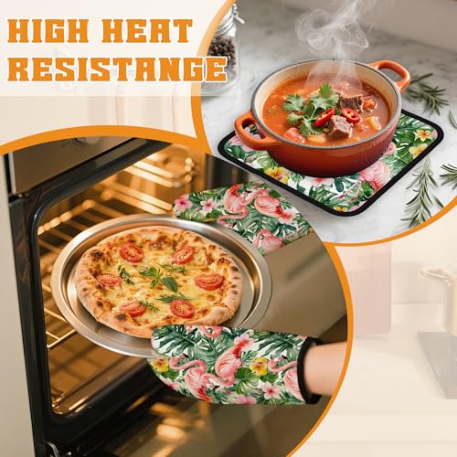 Palm Leaf Oven Mitts and Pot Holders Set (4 Count)