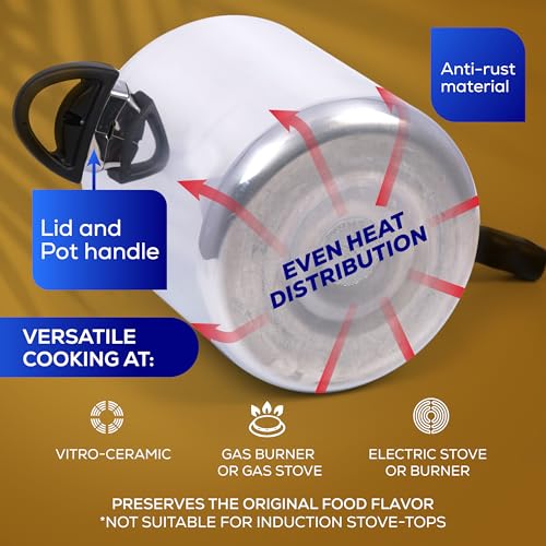 10.5 Quart / 10 Liter) Olla de Presion, Aluminum Pressure Pot with 6 Safety Systems, 11-Serving Stovetop Cooker, Pressure Cooker made in Colombia, 25-Year Warranty