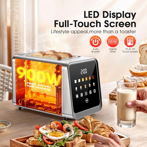 2 Slice Toaster Smart Touchscreen Wide Slot with Bagel Mode