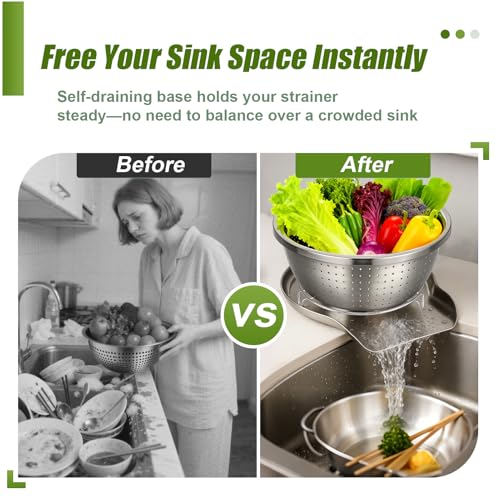Stainless Steel Colander Set with Self (3 Count)