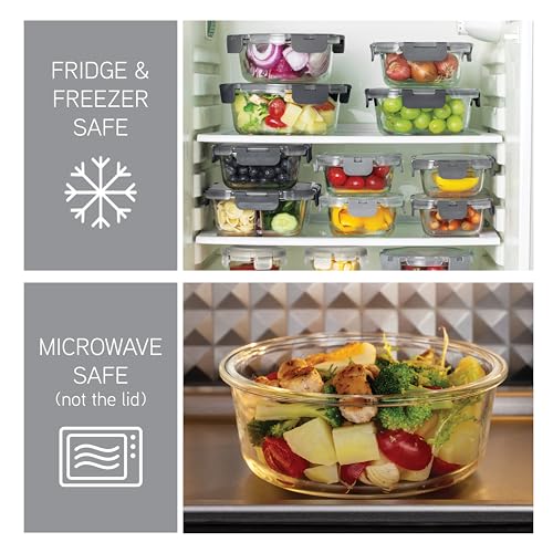 Premium 32 Pc. Borosilicate Glass Food Container Set with Dividers