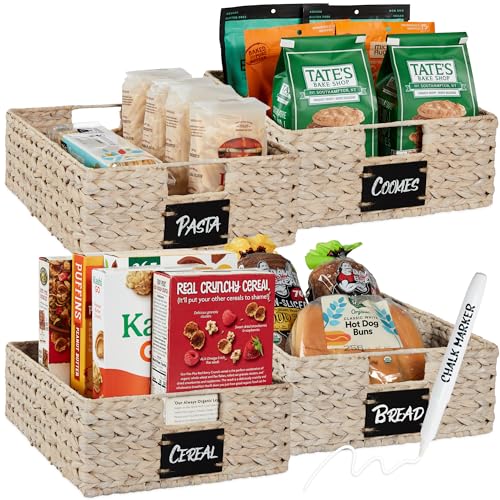 Set of 4 16x12in Large Water Hyacinth Pantry Baskets (4 Count)