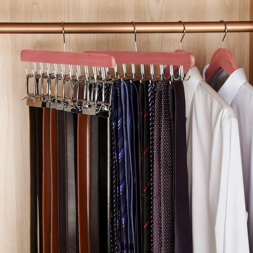 Cedar 2 in 1 Belt Tie Hanger for Closet Max 30 Belts with 30 Ties Capacity
