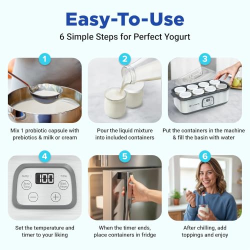 Probiotic Yogurt Maker with Adjustable Temperature & Time Control