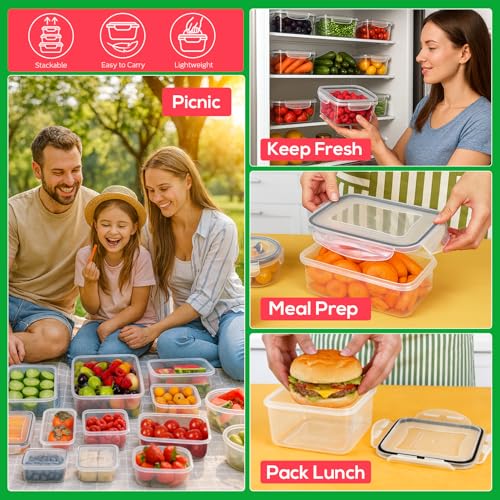 62PCS Thick Food Storage Containers with Airtight Lids for Meal Prep (62 Count)