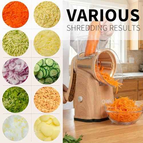 Upgrade Rotary Cheese Grater Shredder with Handle