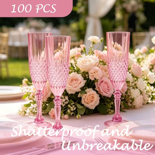 100 Pack Plastic Champagne Flutes