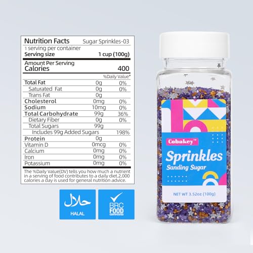 Sanding Sugar Edible Silver Glitter Stars Mix (3.5 Ounce)