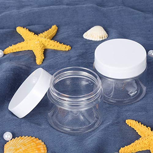 6 Pack 2 oz Plastic Jars Containers with Lids Wide (6 Count)
