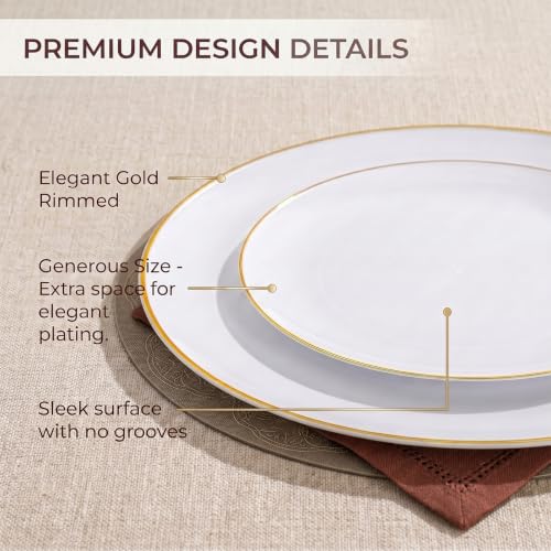 100PCS White Plates with Gold Trim (100 Count)