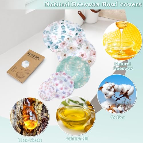 5Pcs Reusable Beeswax Elastic Bowl Covers for Bread Proofing and Food Cover (5 Count)