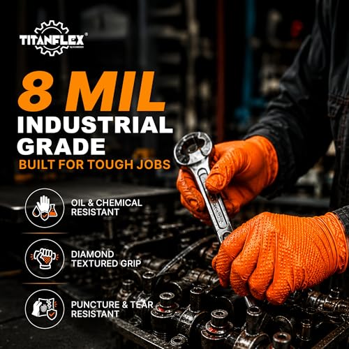 Heavy Duty Industrial Orange Nitrile Gloves (1000 Count)