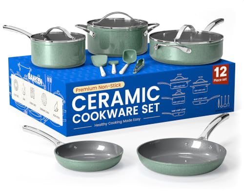 Bakken 12 Piece Ceramic Cookware Set (8 Count)