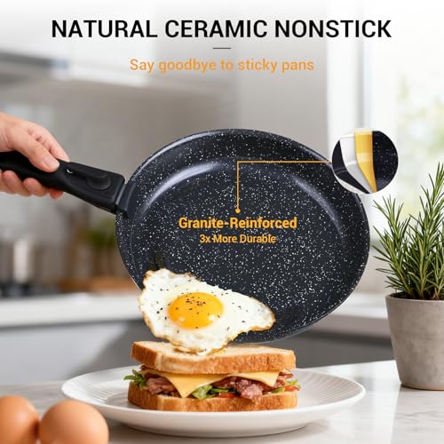 21Pcs Pots and Pans Set Non Stick with Detachable Handle Frying Pan