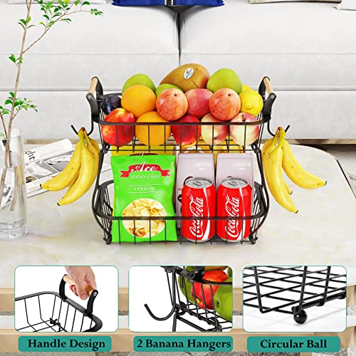 2 Tier Fruit Basket with 2 Banana Hangers