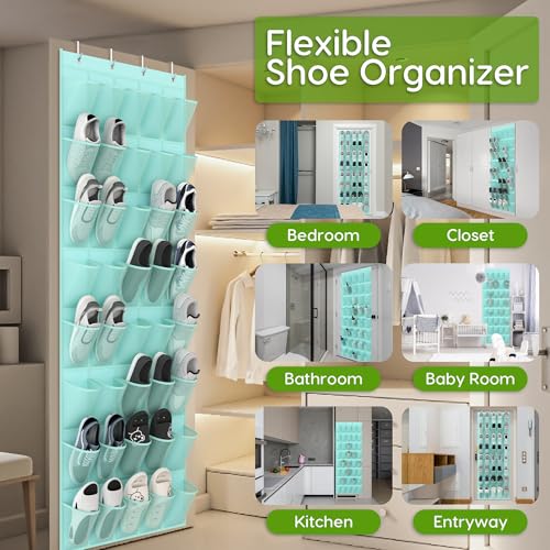 Over the Door Shoe Organizer with 40 Large Breathable Mesh Pockets