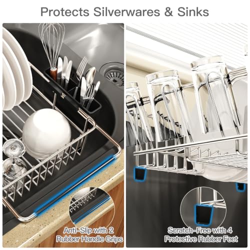 Expandable Dish Drying Rack Over Sink with Anti