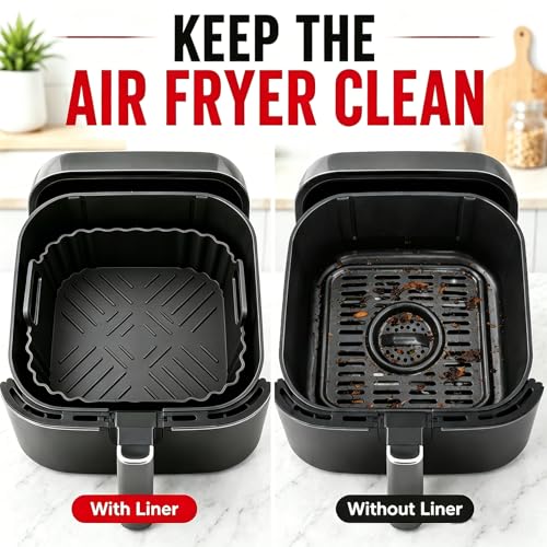 8.5 Inch Square Silicone Air Fryer Liners for Ninja AF141 AF181 (2 Count)