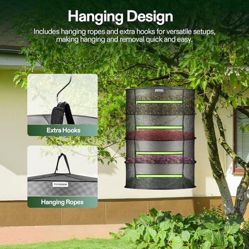 2-Pack 4-Layer Mesh Drying Rack Hanging Design with Green Zippers for Dehydrating, Indoor and Outdoor (Pruning Shears Included) (2 Count)