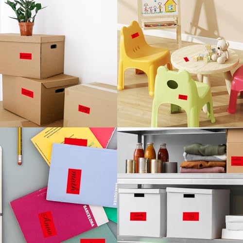250 Red 2*3 Inch Rectangle Removable Writable Color Coding Labels