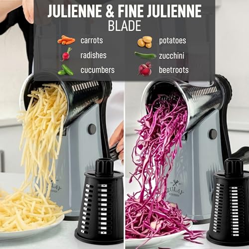 Rotary Cheese Grater Manual Hand Crank 5 Blade Shredder
