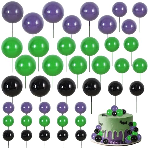 40 Pcs Foam Ball Cake Toppers with Sticks Mini Cake Decorations for Birthdays (40 Count)