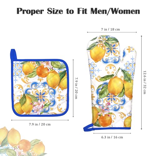Summer Lemon Oven Mitts and Pot Holders Set (4 Count)