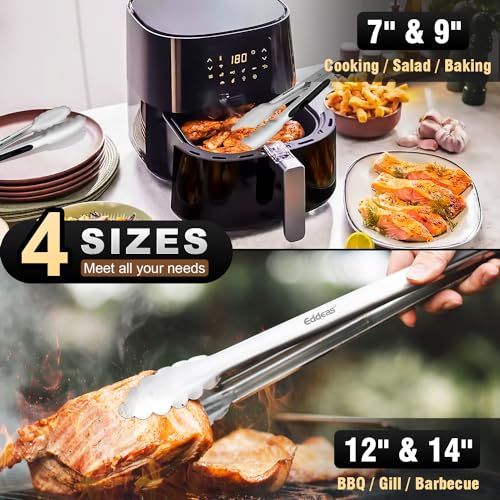 Grill Tongs BBQ Tongs Heat Resistant 600 Degrees (4 Count)