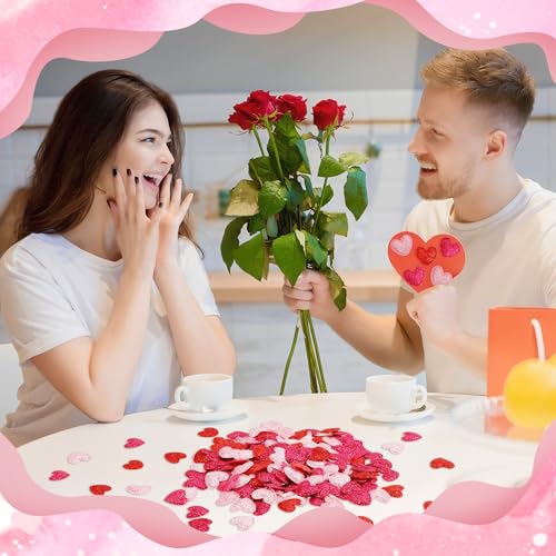 500 Pcs Red Rose Pink Valentine's Day Confetti Glitter Decor (500 Count)