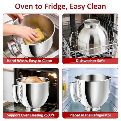 5QT Stainless Steel Mixer Bowl Compatible with KitchenAid Bowls for Mixer
