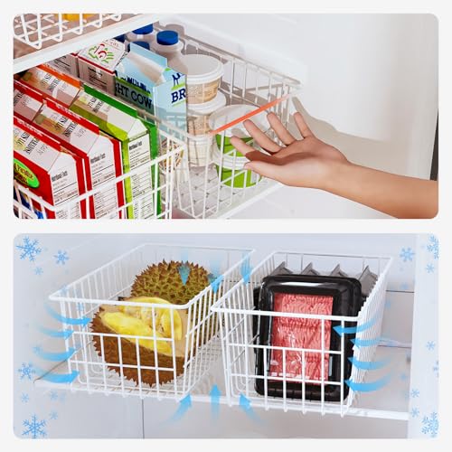 Upright Freezer Organizer Bins Metal Wire Storage Container Basket (4 Count)