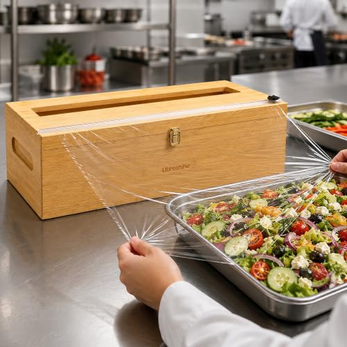Bamboo 18 Inch Commercial Plastic Wrap Dispenser with Cutter