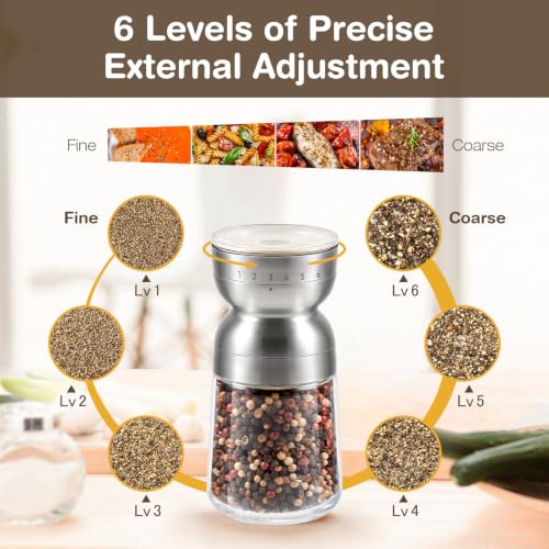 Salt and Pepper Grinder Set Manual External Adjustable Coarseness (2 Count)
