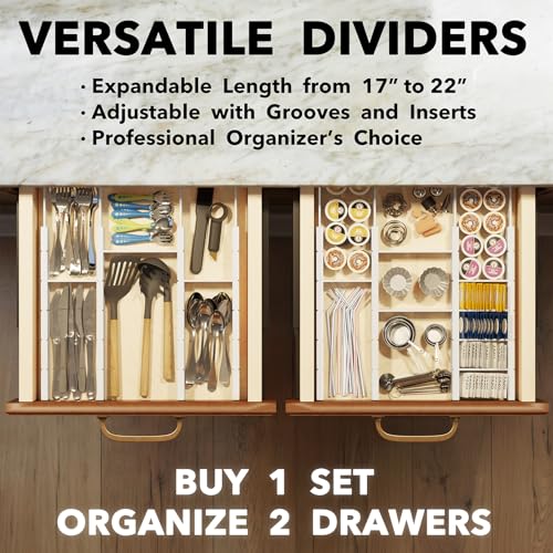 Bamboo Drawer Dividers with Inserts and Labels