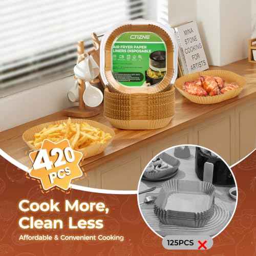 420PCS Air Fryer Liners Disposable for 6.5" Square Air Fryers (420 Count)