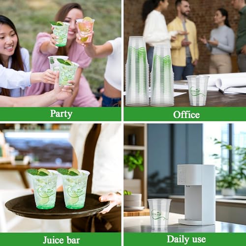 1000 Count 12 OZ Clear Compostable Plastic Cups for Restaurant