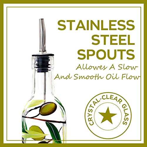 17oz Hand Painted Glass Olive Oil Bottle Dispenser
