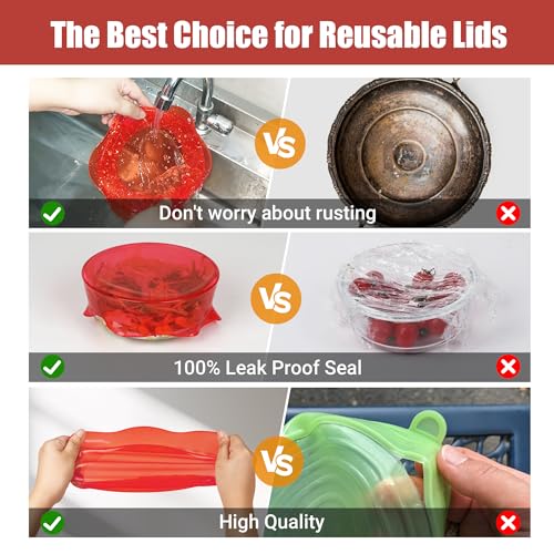 Silicone Stretch Lids for Food Storage in Fridge (6 Count)
