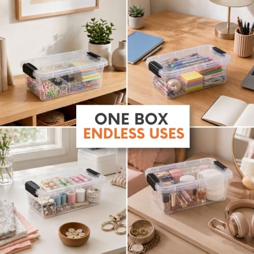1.05 Quart Mini Clear Plastic Storage Container with Lid (3 Count)