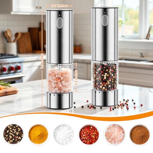 Rechargeable Electric Salt and Pepper Grinder Set (2 Count)