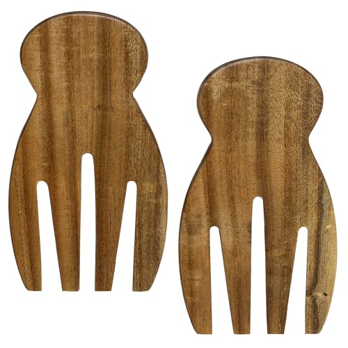 Salad Hands Acacia Wood Salad Serving Utensils for Tossing & Serving