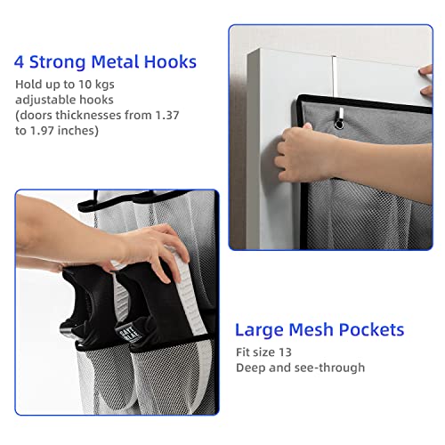 2 Pack Grey14 Pockets Over the Door Shoe Organizer (2 Count)