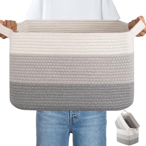 30L Storage Basket Large Blanket Basket Living Room Gray 3