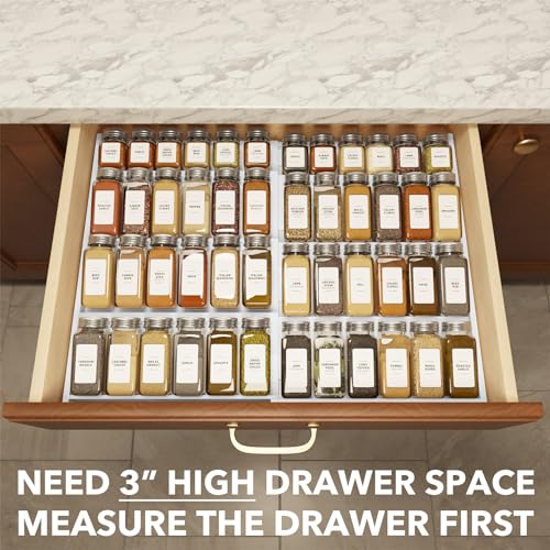 Bamboo White Spice Drawer Organizer