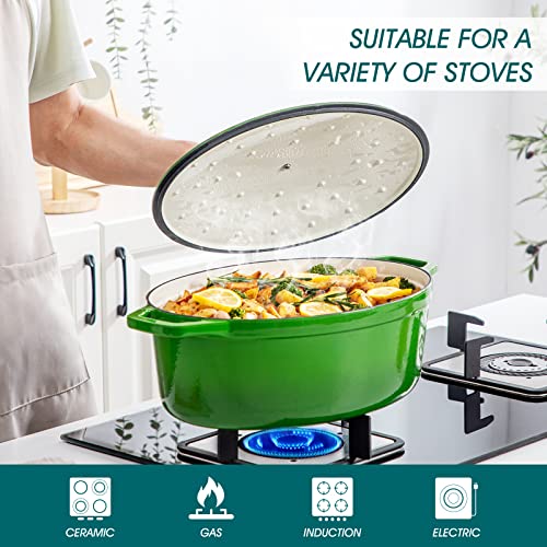 9.3 Qt Oval Enameled Cast Iron Dutch Oven with Lid