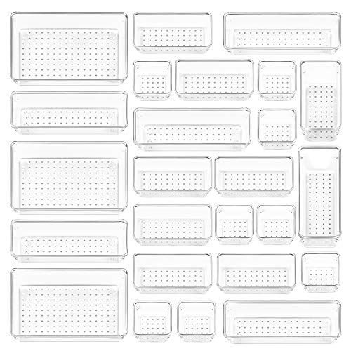 25 PCS Clear Plastic Drawer Organizers Set (25 Count)