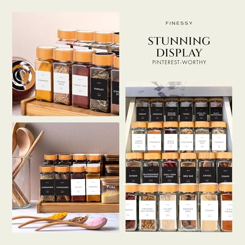 36 Thick Glass Spice Jars With Bamboo Lids (36 Count)
