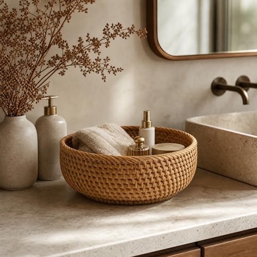 7.9" Small Round Rattan Basket
