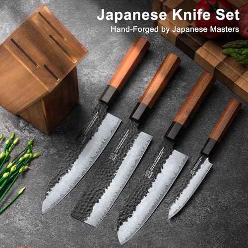 Japanese Knife Set with Block (4 Count)