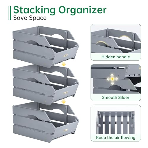 Wood Potato Onion Storage Bins (3 Count)